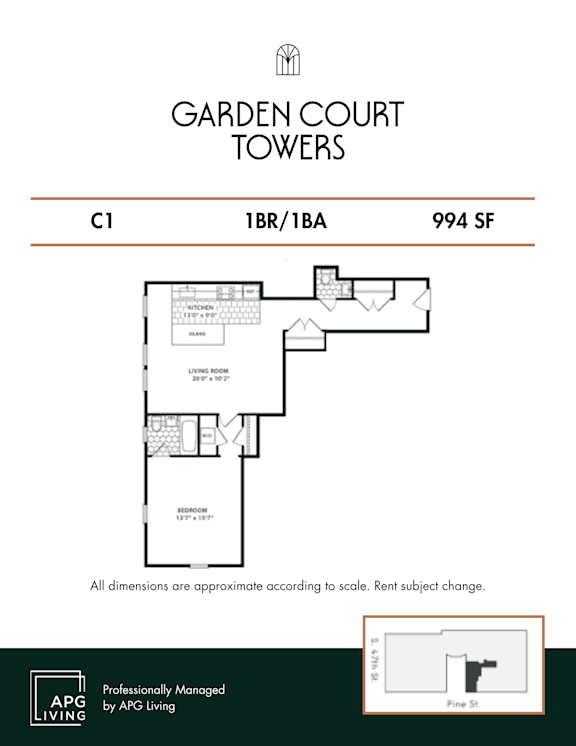 the floor plan of garden court towers