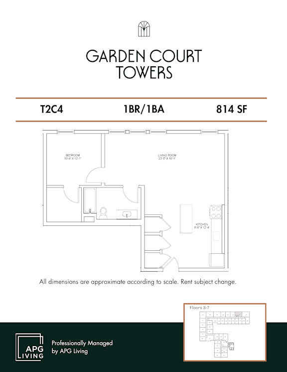 the floor plan of garden court towers