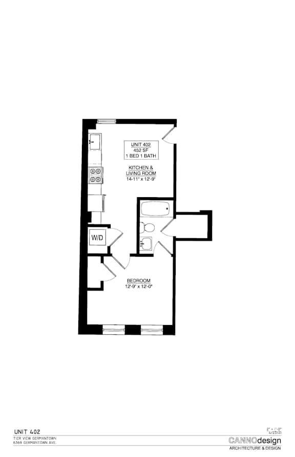A black and white image of a floor plan for a unit.