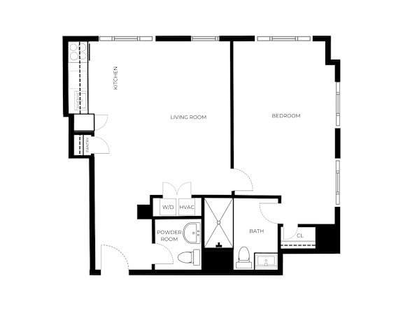 A black and white image of a floor plan for a house.
