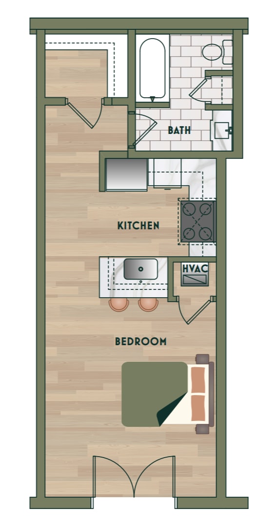 Studio 1 bath at The PARKER on E Mulberry Apartments, San Antonio, TX, 78209