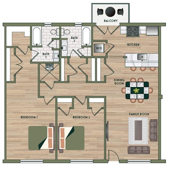 2 bed 2 bath at The PARKER on E Mulberry Apartments, San Antonio, Texas