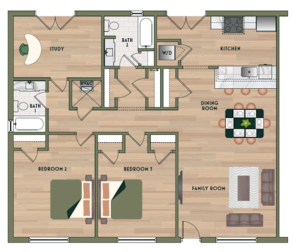 2 bed 2 bath A at The PARKER on E Mulberry Apartments, San Antonio