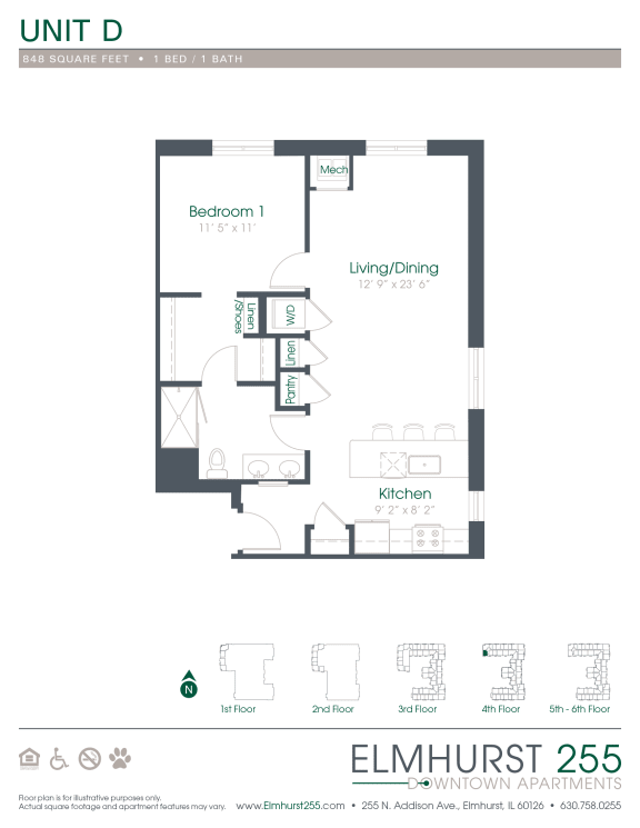 a floor plan for a unit with a bedroom and a bathroom