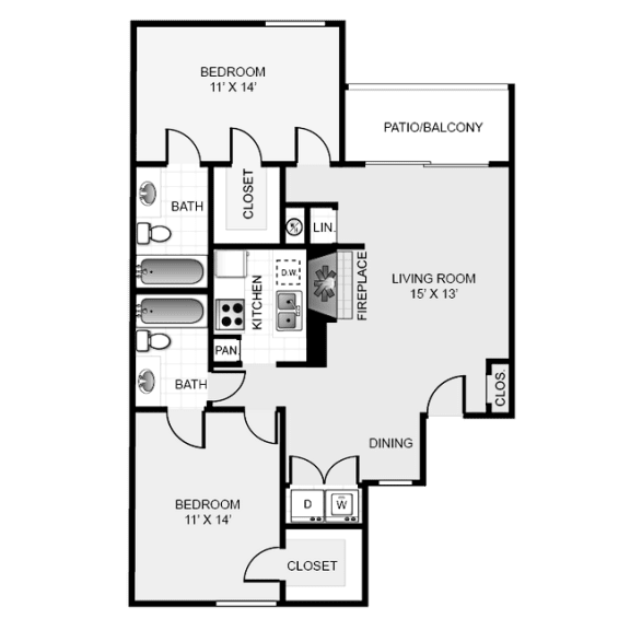 2b Floor Plan at Keller Oaks, Carrollton, TX 75006 ?