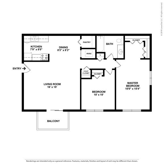 2 Bedroom 1 Bath Floor Plan at The Grove Brentwood, Nashville, TN 37211 ?