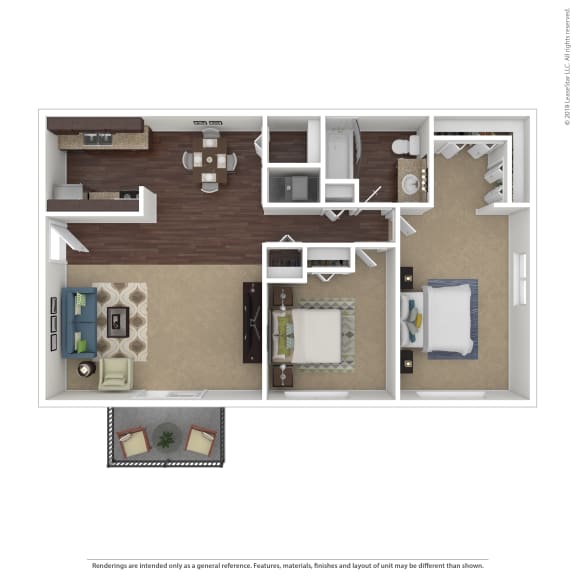 2 Bed 1 Bath Floor Plan at The Grove Brentwood, Nashville, TN ?