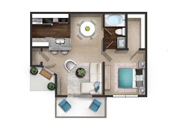 A floor plan of a house with a central courtyard and a pool.