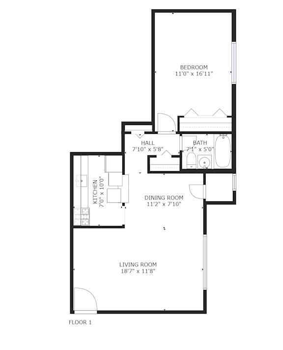 A black and white image of a floor plan for a house.
