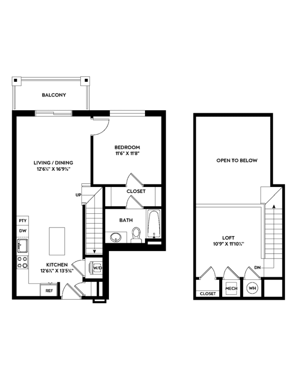 a floor plan of two bedrooms with a bathroom and a living room