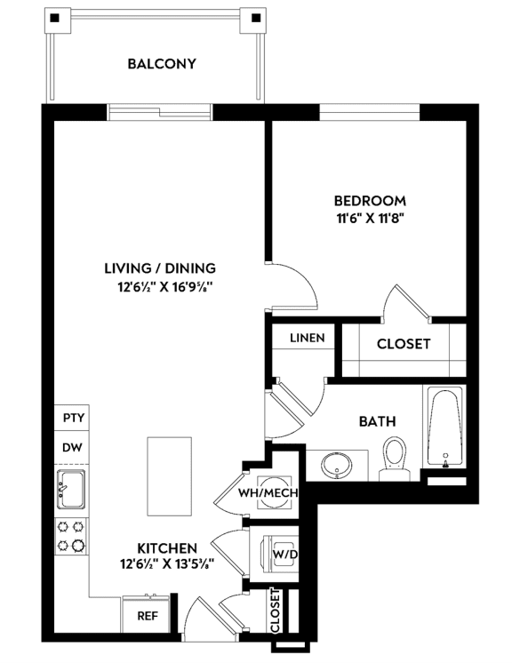 a floor plan of a small house with a bedroom and a living room