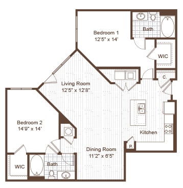 2 Bed 2 Bath