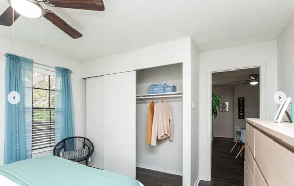 Interior view of bed and closet