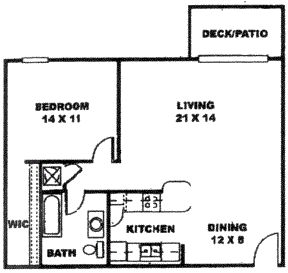  Floor Plan 1 Bedroom, 1 Bathroom Extended