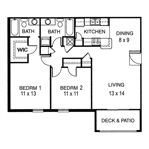  Floor Plan 2 Bedroom, 2 Bathroom