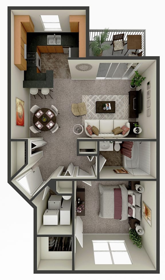 Floor Plan  One Bedroom Meadowlark Skyridge Club Apartments Crystal Lake IL