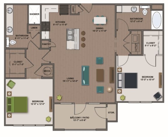 Floor Plan  B1 - Chesterfield 1283sf