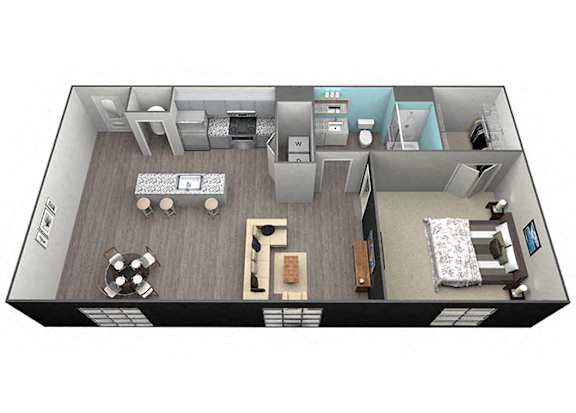 1 Bed 1 Bath Tower Grove Apartments - A1 Floorplan at Aventura at Forest Park, St.Louis, Missouri