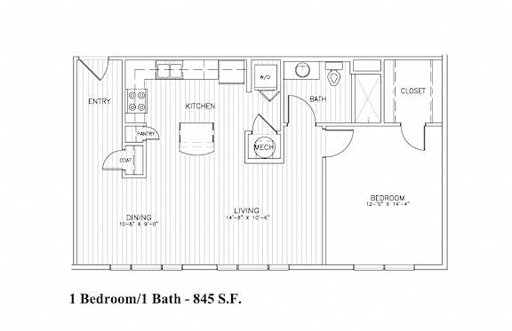 1 Bedroom 1Bath A3 Floorplan at Aventura at Forest Park, St. Louis,Missouri