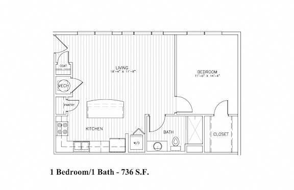 1Bedroom 1Bath A4 Floorplan at Aventura at Forest Park, St. Louis,Missouri