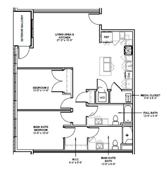 A black and white image of a floor plan for a home.