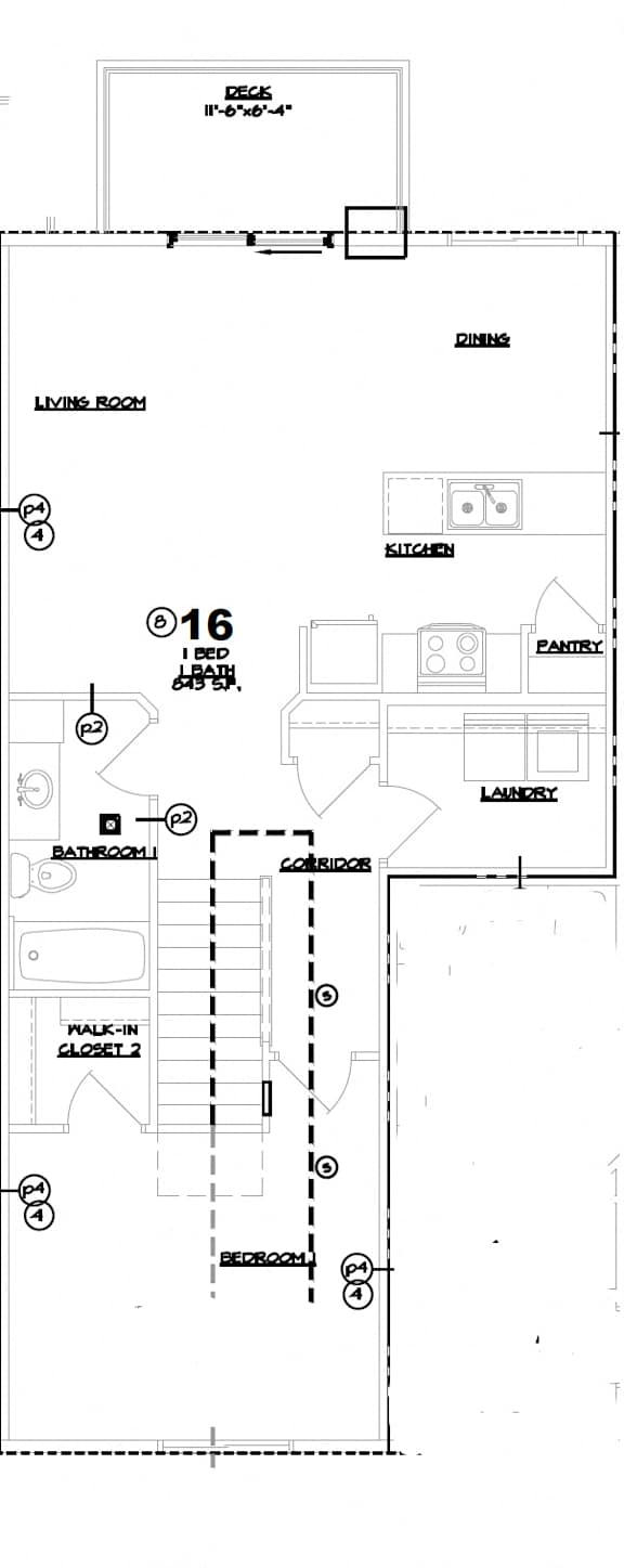 a drawing of a floor plan of a kitchen and living room