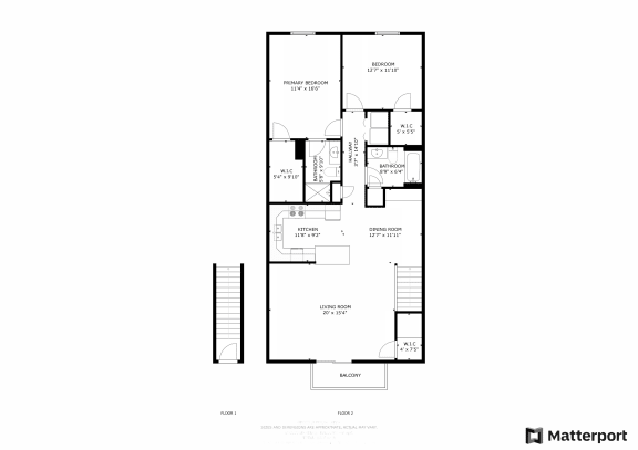Crystal Lake Riverwalk 2 Bed/2 Bath Floor Plan