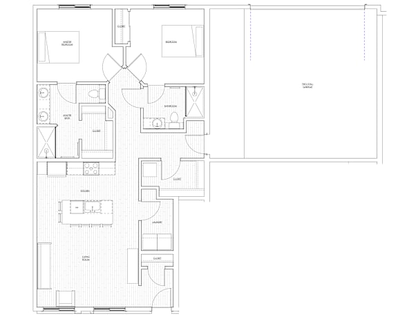 A black and white floor plan of a house with labeled rooms.