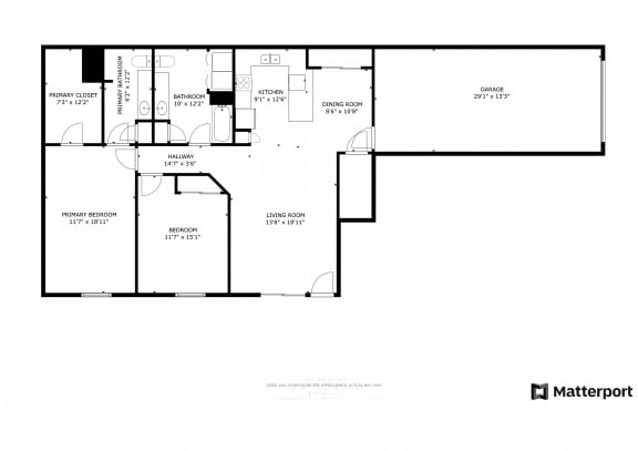 Pineview, Lower 2 Bed/2 Bath, 1 Stall Attached Garage Floor Plan