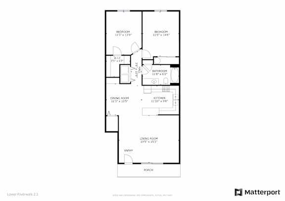 Riverwalk 2 Bed/1 Bath Floor Plan
