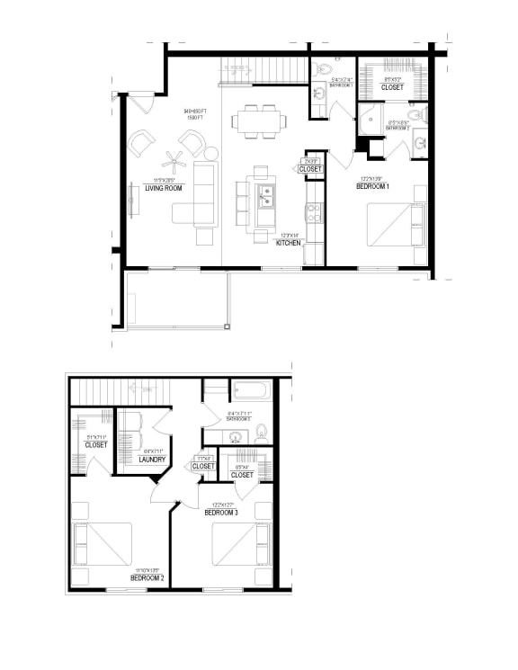 3 Bed/2.5 Bath Floor Plan 3 Bed/2.5 Bath Floor Plan