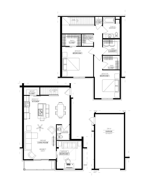 3 Bed/ 1.5 Bath Floor Plan 3 Bed/ 1.5 Bath Floor Plan