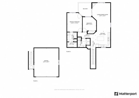 2 Bed/2 Bath/2 Stall Attached Garage Floor Plan