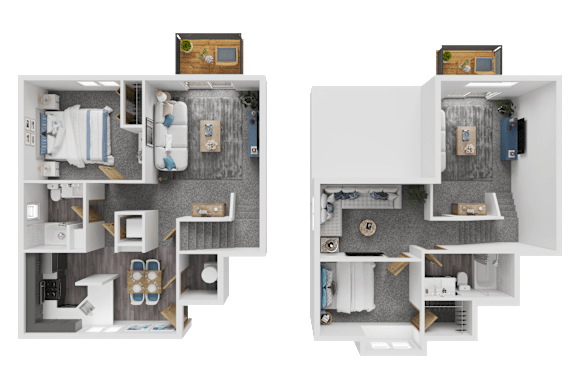 A floor plan of a two bedroom apartment.