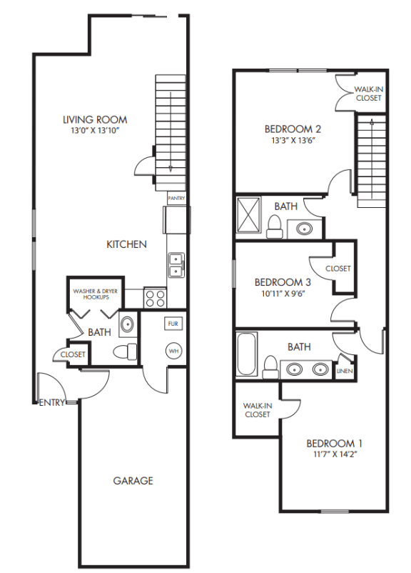 Fieldhouse Townhomes _ 1357 Sqft Floor Plan