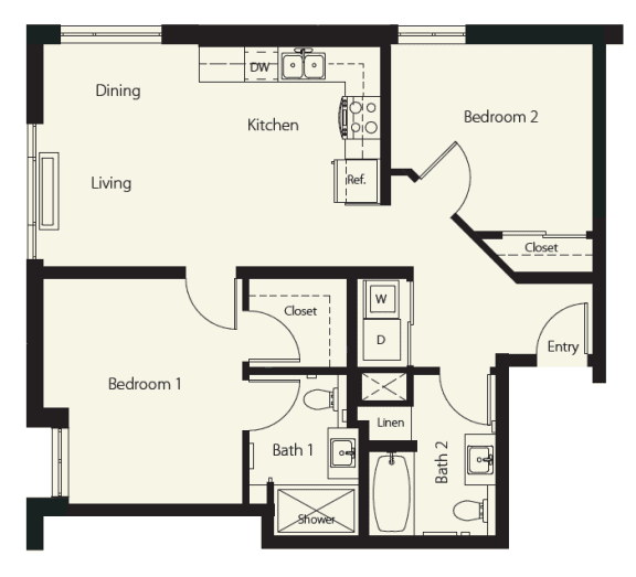 Sky3 Apartments 2A Floor Plan 2D