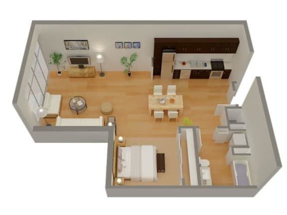 Floor Plan  800J Lofts A31 Studio Apartment Sacramento CA