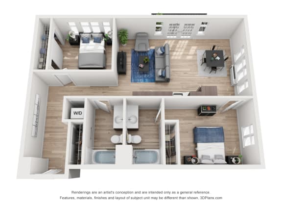 North Hollow Apartments D1 and D2 Floor Plan