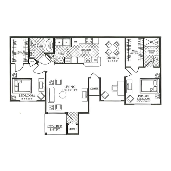 a floor plan of a home with bedrooms and baths