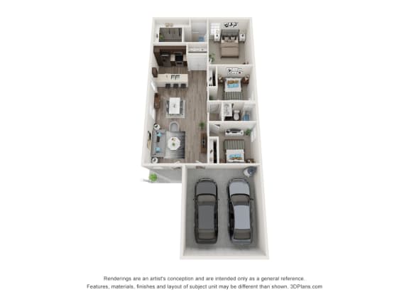 Linea Stillwater  Poppy 3D Floor Plan