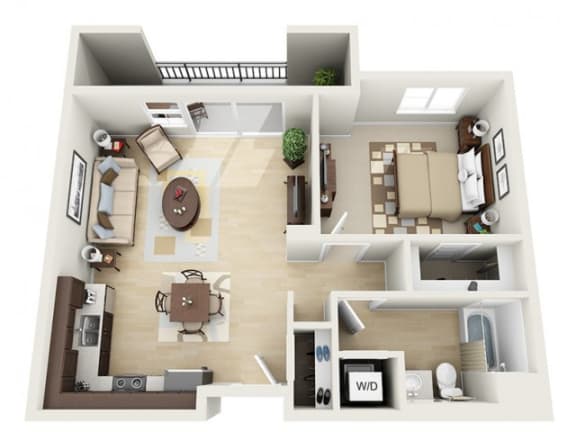 Mosaic Apartments_Oxnard CA_Floor Plan_One Bedroom One Bathroom 1A