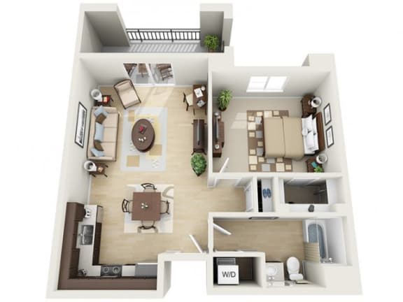 Mosaic Apartments_Oxnard CA_Floor Plan_One Bedroom One Bathroom 1B