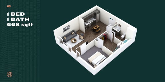 Floor Plan  Northointe Apartments One Bedroom B Floor Plan