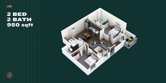 Northointe Apartments Two Bedroom B Floor Plan