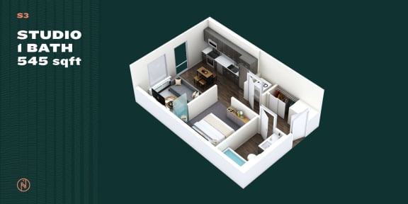 Floor Plan  Northointe Apartments Studio C Floor Plan