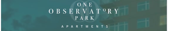A sign that says "One Observatory Park Apartments" is displayed.