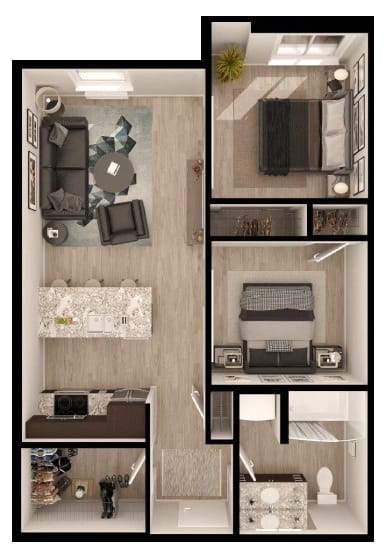 Floor Plan  a small house with a bathroom and a living room