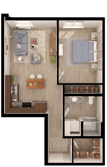 a floor plan of a bedroom with a bathroom and a closet