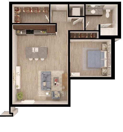 Floor Plan  a floor plan with a bedroom and a living room
