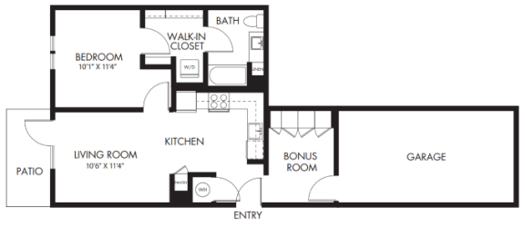 a floor plan of a house with a bedroom and a living room